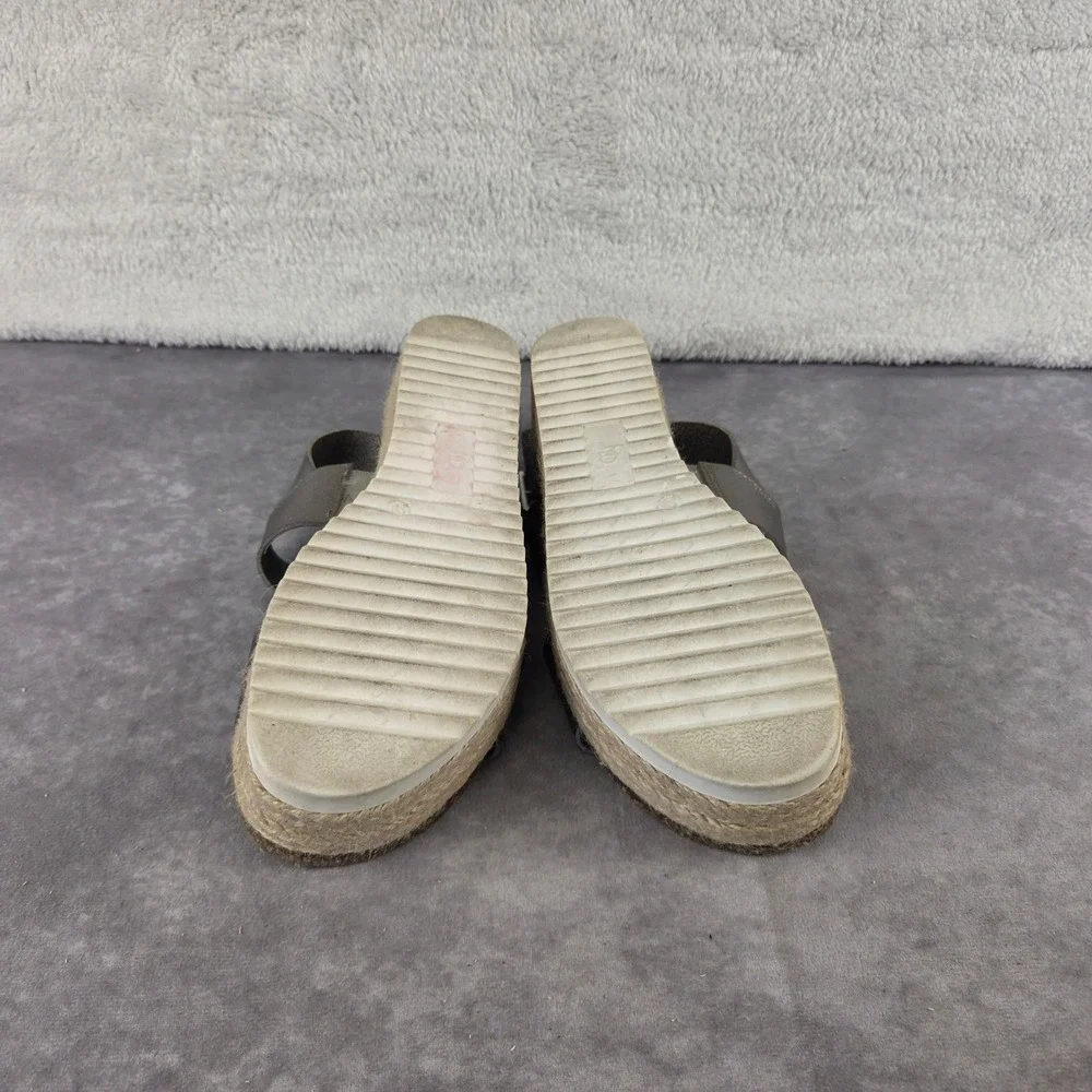 Laurin Metallic Pewter Espadrille Platform Sandals Womens 9 Buckle Slingback